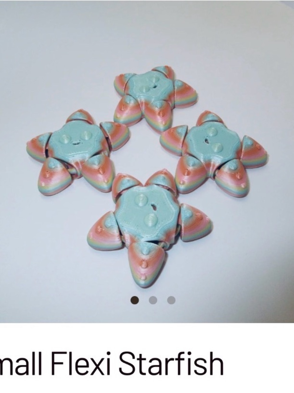 Set of 4 Small Flexi Starfish Kids Toy - Pastel Blue & Rainbow